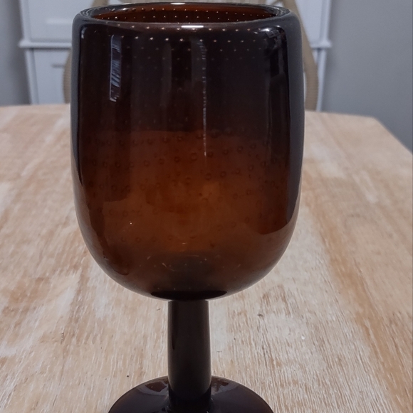 VINTAGE SET OF 2 MIX MATCH GOBLETS GLASSES BROWN GREEN MARBLE ONYX - Picture 4 of 7